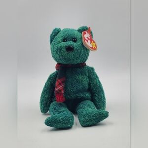 Ty Beanie Babies Wallace The Green Bear 1999 Plush Stuffed Animal Vintage